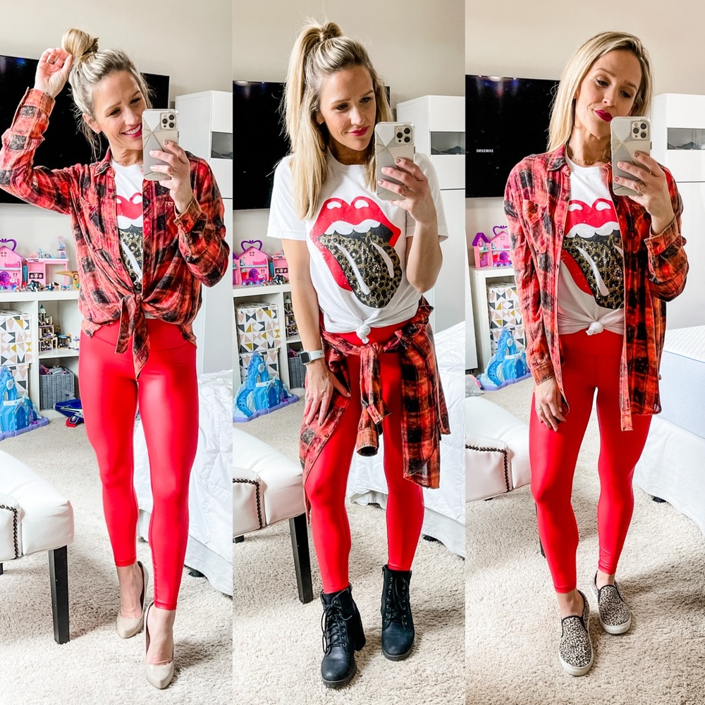 Red Metallic Light n Tight Hi-rise 7/8 24"